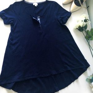 Anthropologie Postmark Blue Henley Tunic T-shirt